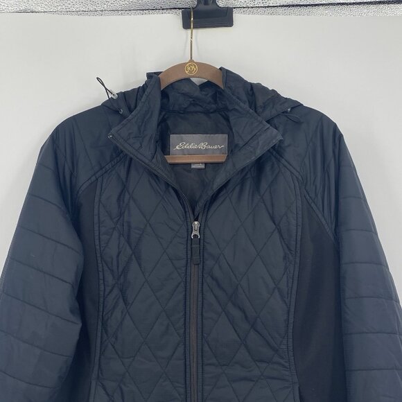 Eddie Bauer Women's Size L Black Quilted Full Zip Lightweight Pockets Jacket - Picture 4 of 10